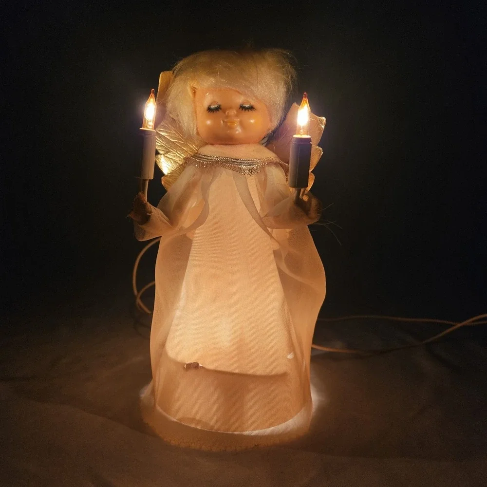 Vintage Lighted Christmas Angel Tree Topper Figure 60's Mid-Century Modern